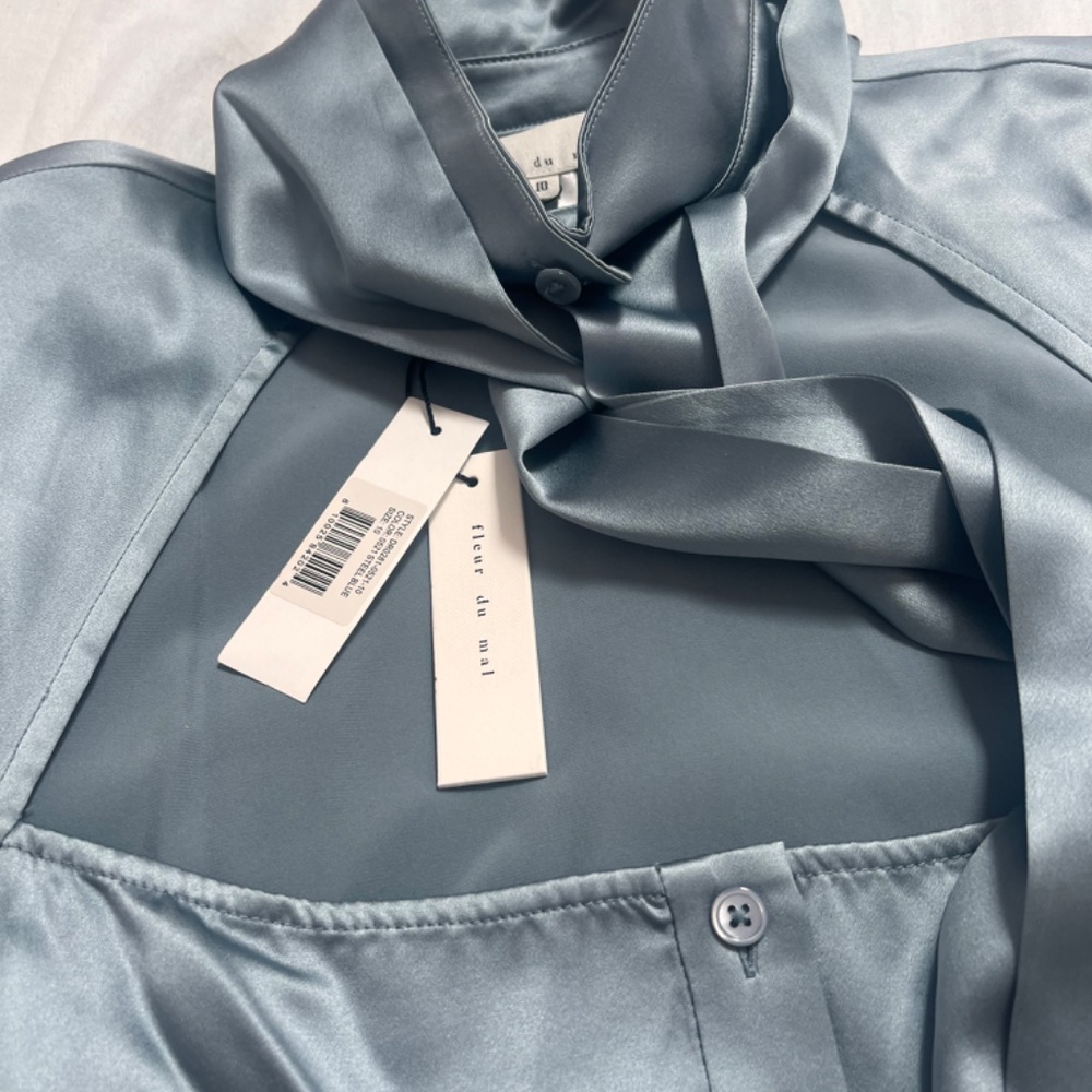 Fleur du Mal Tie Neck Décolleté Silk Dress - Picture 5 of 10